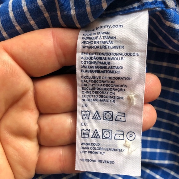 Tommy Hilfiger Blue Cotton Button Down Shirt Large - Picture 8 of 8